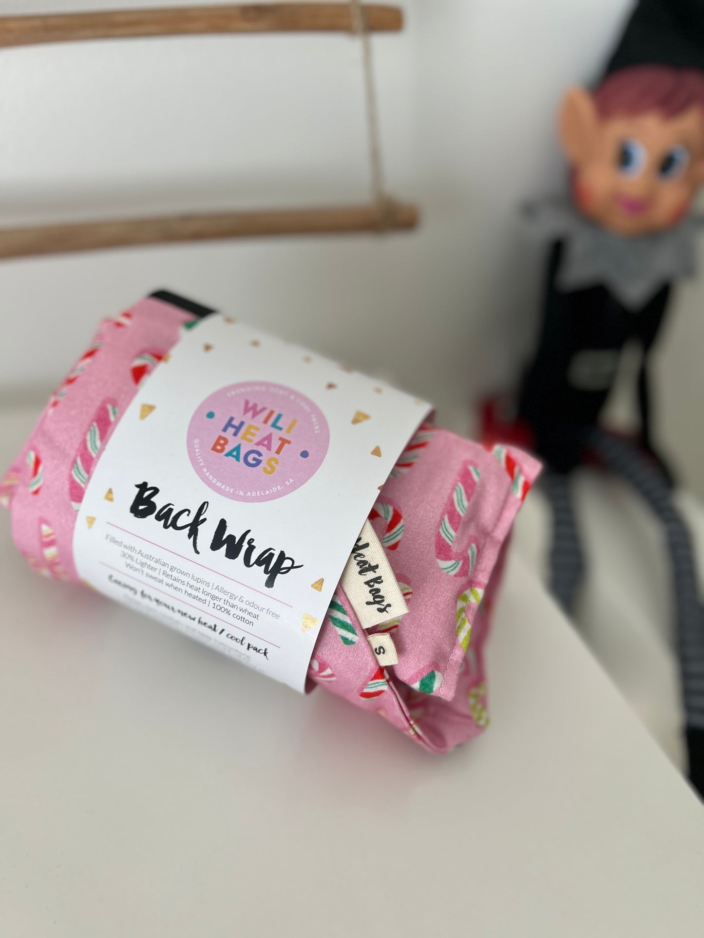 Back Wrap Heat Bag - Candy Canes - Wili Heat Bags