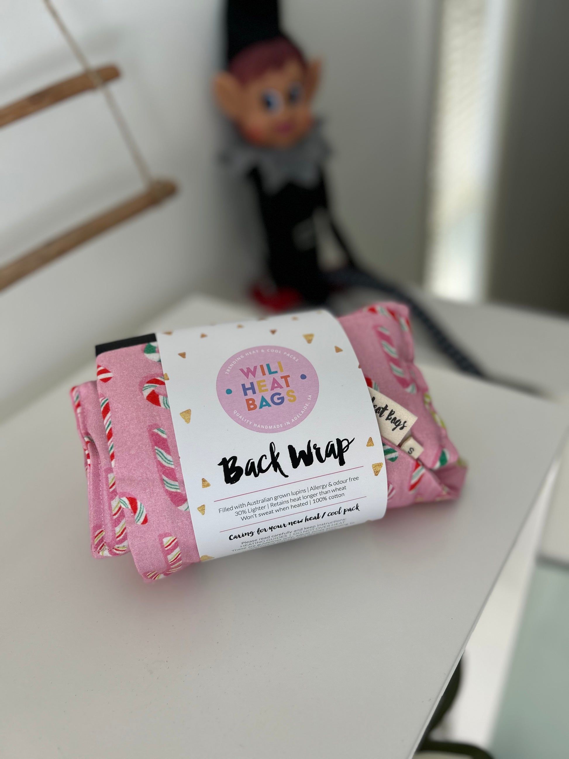 Back Wrap Heat Bag - Candy Canes - Wili Heat Bags