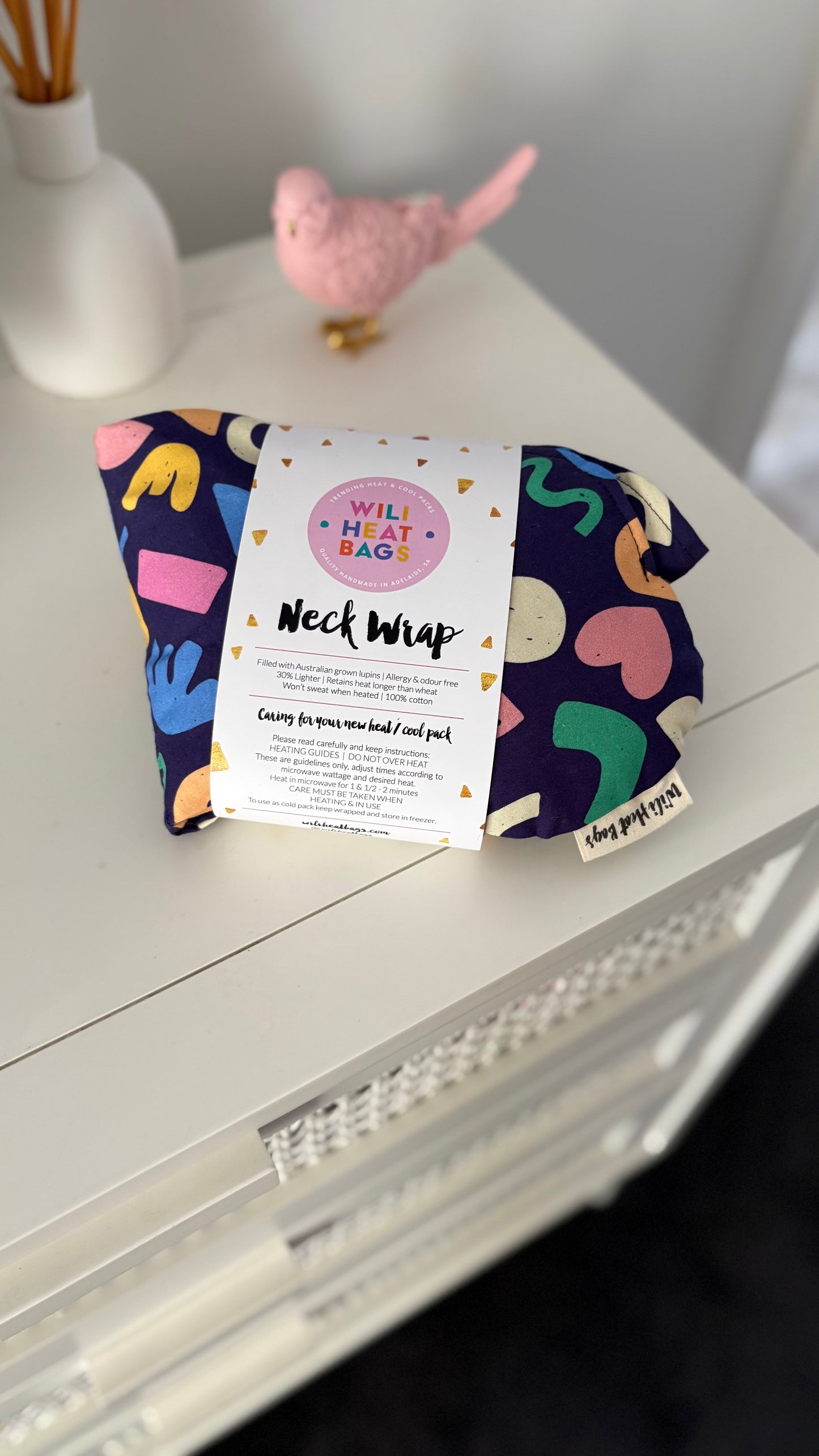 Neck Wrap Heat Bag - Navy Shapes - Wili Heat Bags